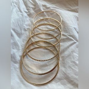 Gold thin bangle bracelet set of 6
